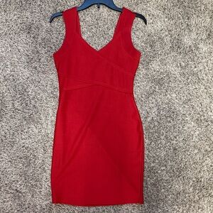 Ardene Red Sleeveless V-Neck Bodycon Mini Dress